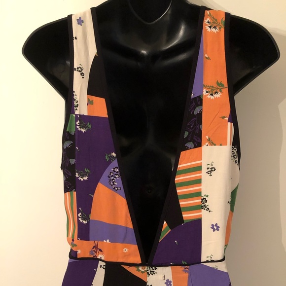 Urban Outfitters Surplice Patchwork Jumpsuit Sz 8 - Picture 4 of 7
